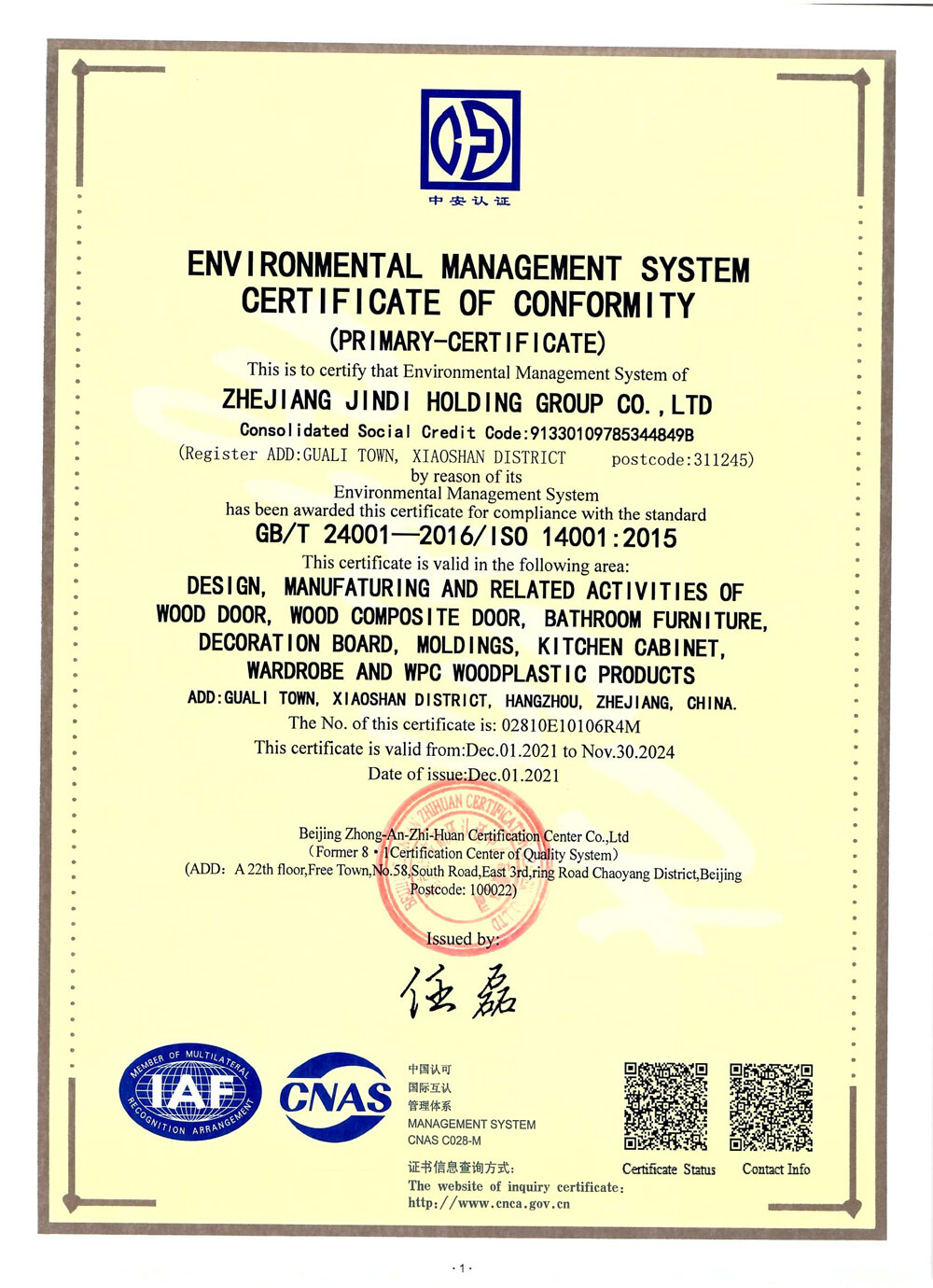 ZHEJIANG JINDI HOLDING GROUP CO.,LTD