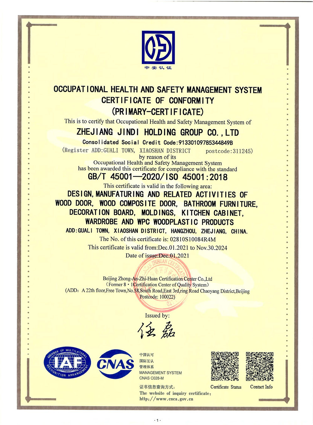 ZHEJIANG JINDI HOLDING GROUP CO.,LTD